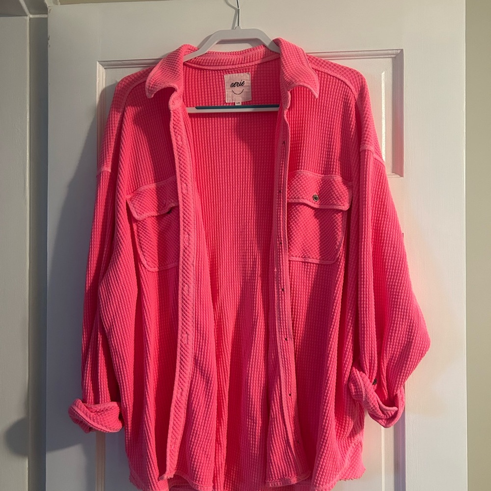 Aerie Oversized Waffle Button Up